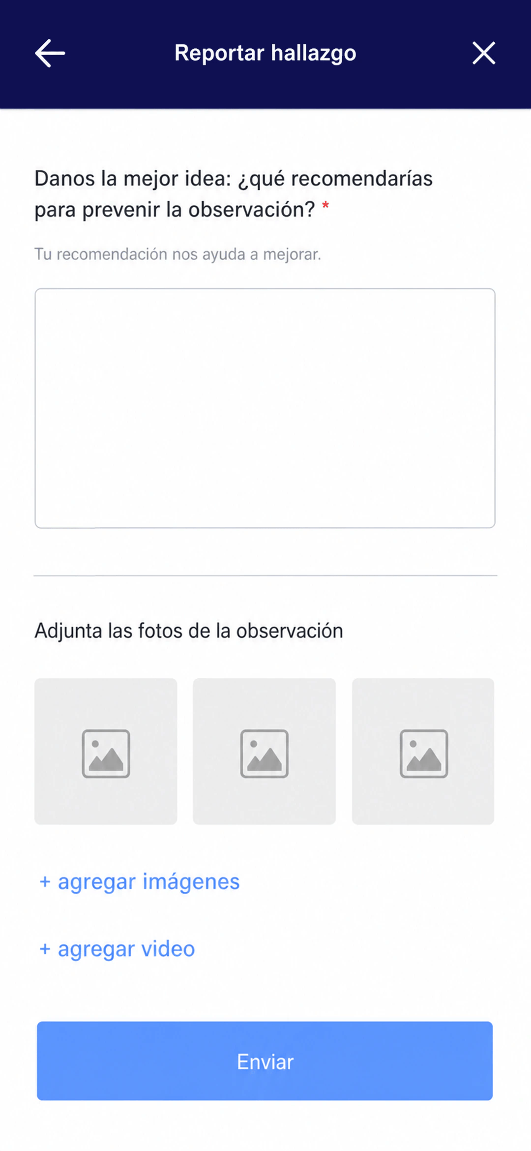 Adjuntar evidencia fotográfica del hallazgo y enviar la alerta a SST en la app de LAUS