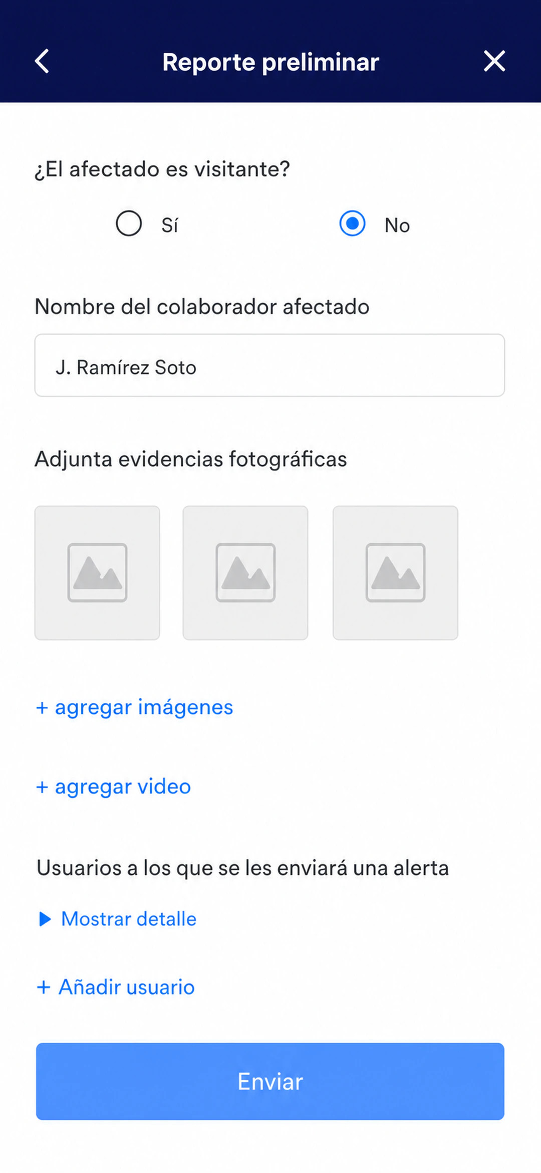 Adjuntar evidencias y enviar la alerta a los responsables en la app de LAUS