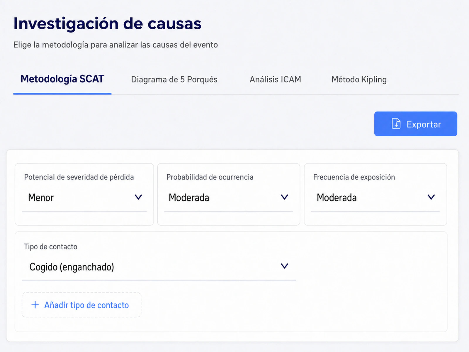 Selección de la metodología de investigación de causas en LAUS (SCAT, 5 Porqués, ICAM, Kipling)